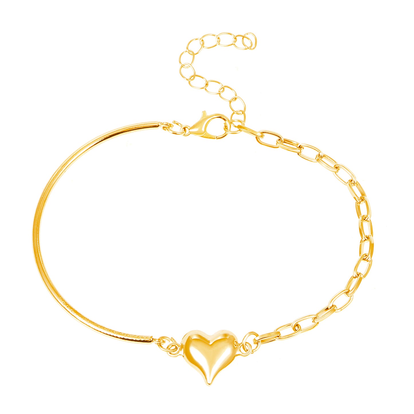 Simple Style Heart Shape 14k Gold Plated Alloy Wholesale Bracelets