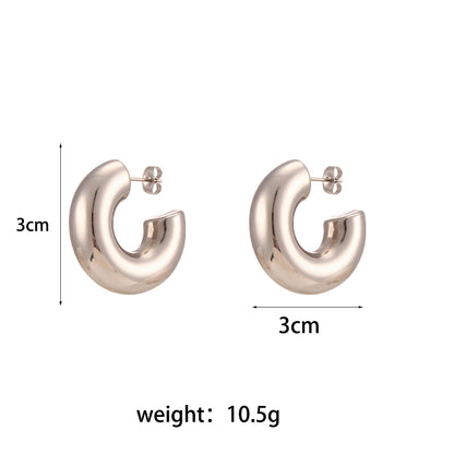 1 Pair Simple Style Round Solid Color Stainless Steel Earrings