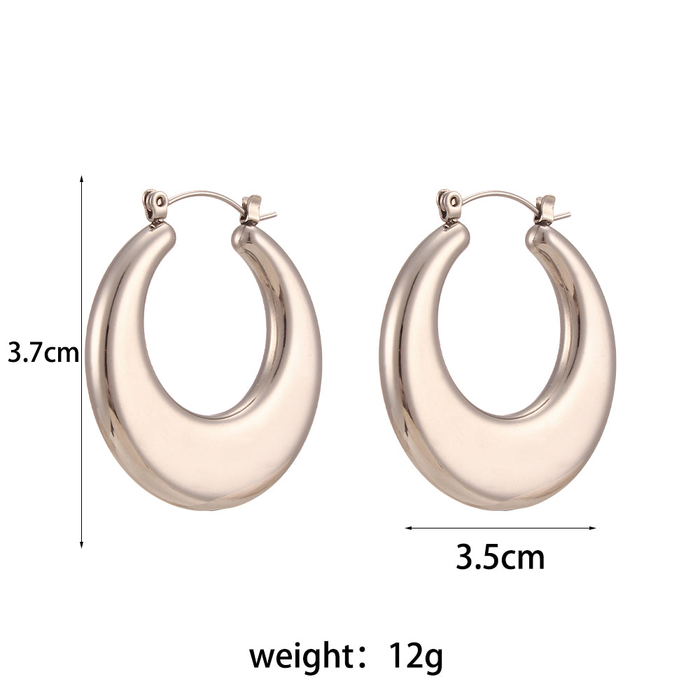 1 Pair Simple Style Round Solid Color Stainless Steel Earrings