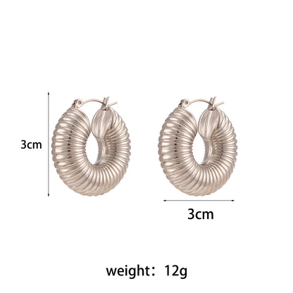 1 Pair Simple Style Round Solid Color Stainless Steel Earrings