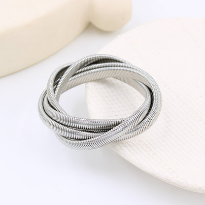 Classic Style Round Solid Color Stainless Steel Plating Bangle