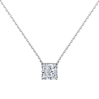 Simple Style Shiny Square Sterling Silver Plating Inlay Zircon Necklace