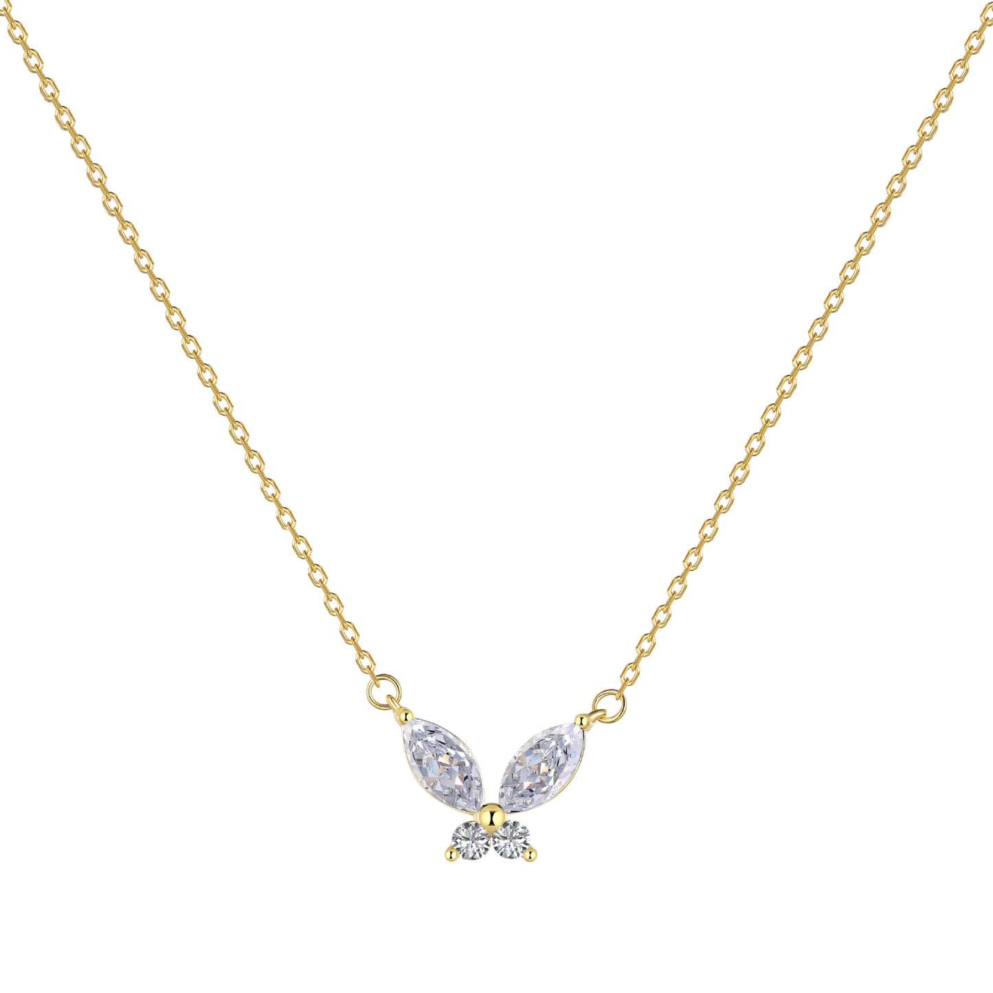 Sweet Simple Style Butterfly Sterling Silver Plating Inlay Zircon Necklace