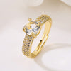 Ins Style Basic Oval Heart Shape Copper 18k Gold Plated Zircon Rings In Bulk