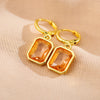 Retro Rectangle Metal Inlay Zircon Women's Drop Earrings