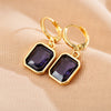 Retro Rectangle Metal Inlay Zircon Women's Drop Earrings