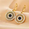 1 Pair Retro Geometric Round Copper Plating Inlay Zircon Earrings