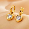 1 Pair Sweet Heart Shape Copper Inlay Rhinestones Drop Earrings