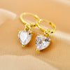 1 Pair Sweet Heart Shape Copper Inlay Zircon Drop Earrings