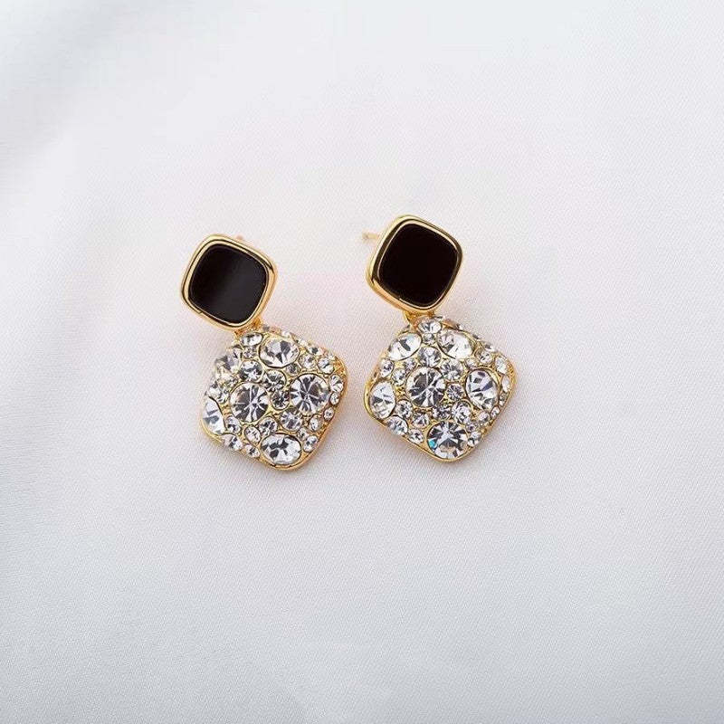 Simple Style Square Alloy Inlay Rhinestones Women's Drop Earrings