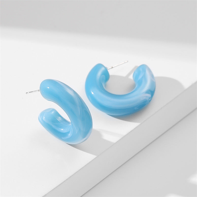 1 Pair Simple Style C Shape Resin Ear Studs