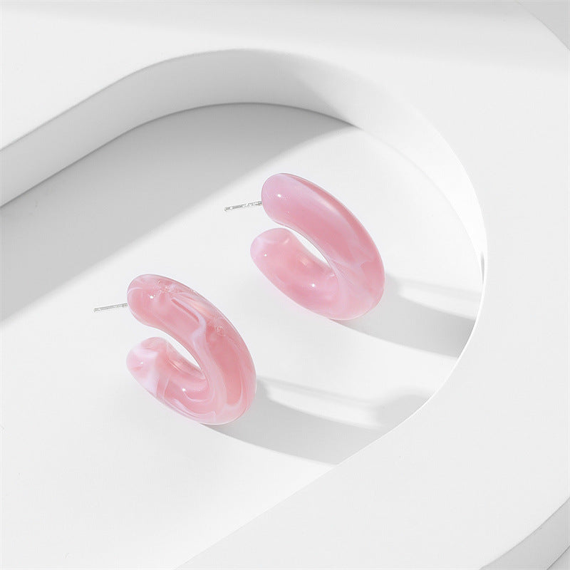 1 Pair Simple Style C Shape Resin Ear Studs