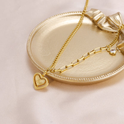 Simple Style Heart Shape Stainless Steel Copper Plating 24k Gold Plated Pendant Necklace