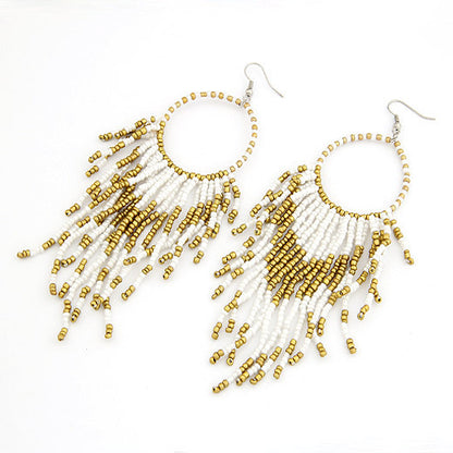 Ethnic Style Tassel Bead Women's Drop Earrings