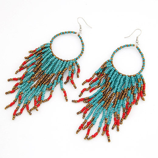 Ethnic Style Tassel Bead Women's Drop Earrings