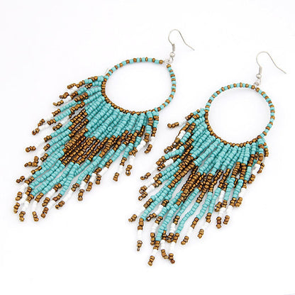 Ethnic Style Tassel Bead Women's Drop Earrings