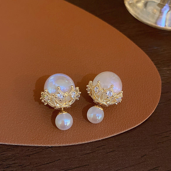 1 Pair Baroque Style Heart Shape Flower Tassel Inlay Alloy Artificial Pearls Rhinestones Drop Earrings