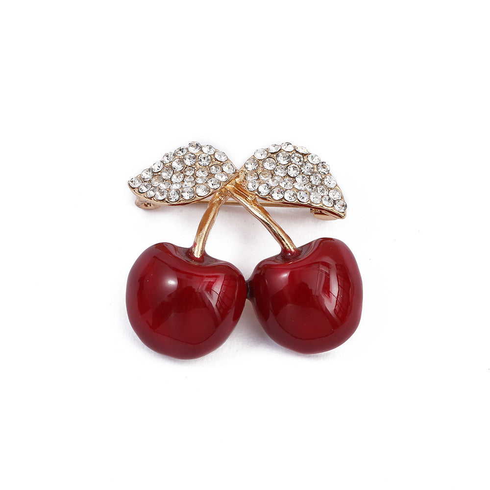 Elegant Cute Cherry Alloy Inlay Rhinestones Women'S Brooches