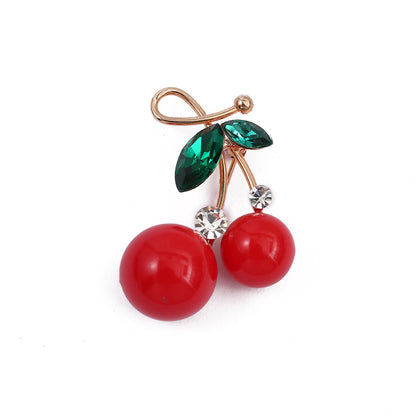 Elegant Cute Cherry Alloy Inlay Rhinestones Women'S Brooches