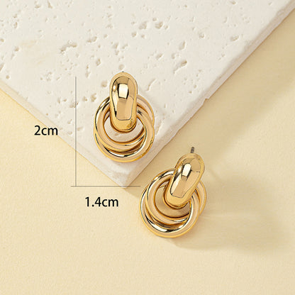 Retro Commute Round Solid Color Alloy Plating Women's Ear Studs