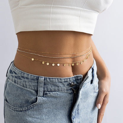 Multi-layer Tassel Sequined Metal Waist Beach Rhinestone Alloy Body Chain