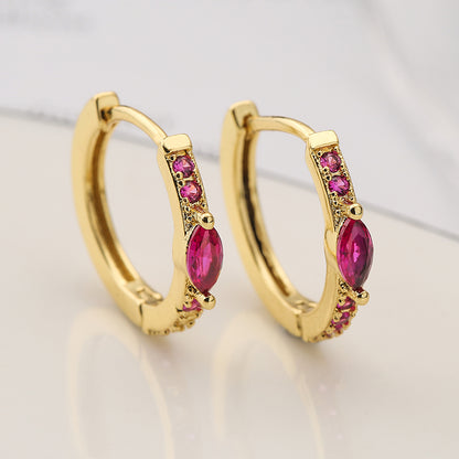 1 Pair Simple Style Artistic Round Copper Plating Inlay Zircon 18k Gold Plated Hoop Earrings