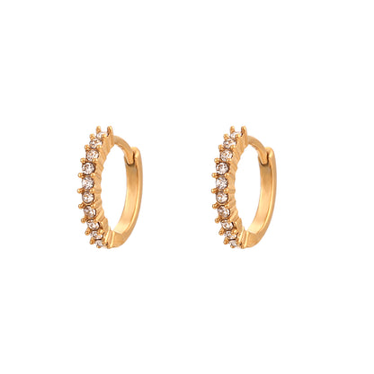 1 Pair Modern Style Round Stainless Steel Plating Inlay Zircon 18k Gold Plated Hoop Earrings