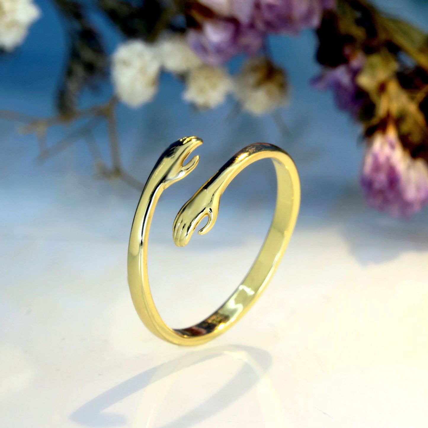 Hands Crossed Embrace Couple Ring Opening Personality Creativity Ring