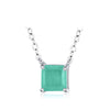 Ins Style Simple Style Square Sterling Silver Plating Inlay Gem 14k Gold Plated Rhodium Plated Necklace