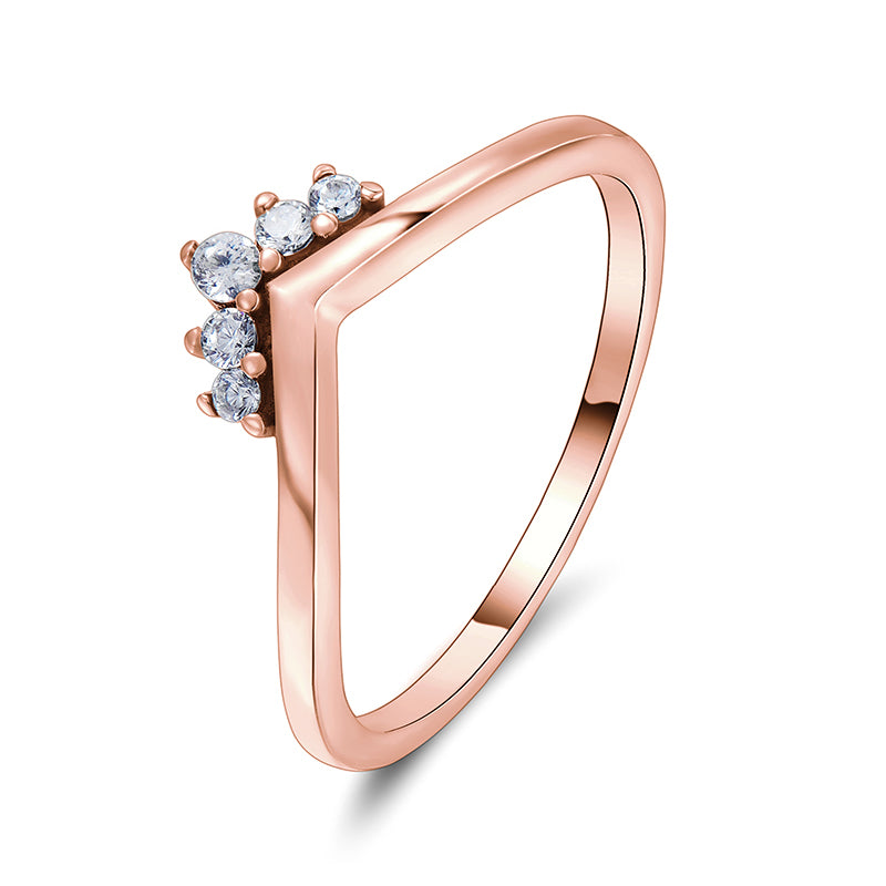 Simple Style Crown Sterling Silver Plating Inlay Zircon Rose Gold Plated Rings