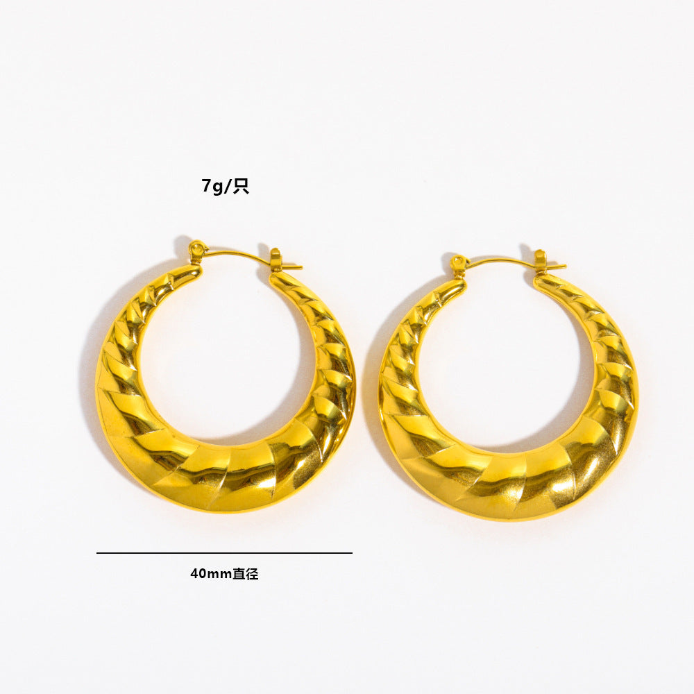 1 Pair Retro Geometric Plating Titanium Steel 18k Gold Plated Earrings