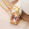 Elegant Luxurious Square Copper 18k Gold Plated Zircon Pendant Necklace In Bulk