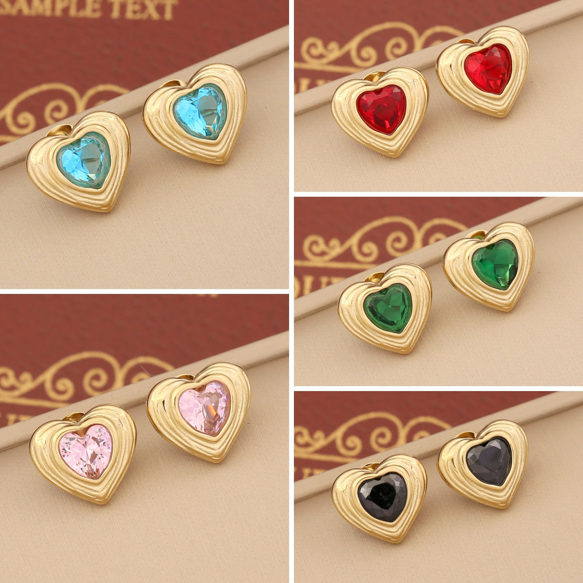 Ins Style Sweet Commute Heart Shape Stainless Steel Plating Inlay Artificial Gemstones Women's Ear Studs