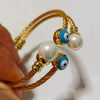 Retro Simple Style Eye Stainless Steel Copper Enamel Inlay Pearl Bangle