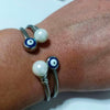 Retro Simple Style Eye Stainless Steel Copper Enamel Inlay Pearl Bangle