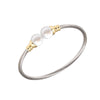 Wholesale Casual Simple Style Spiral Stripe Stainless Steel Copper Braid Inlay Pearl Rings Bracelets Earrings