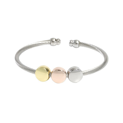 Casual Simple Style Round Stainless Steel Copper Bangle