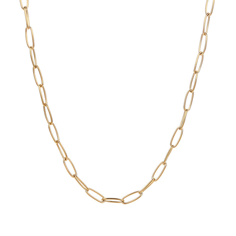 Simple Style Solid Color Stainless Steel Plating Chain Necklace