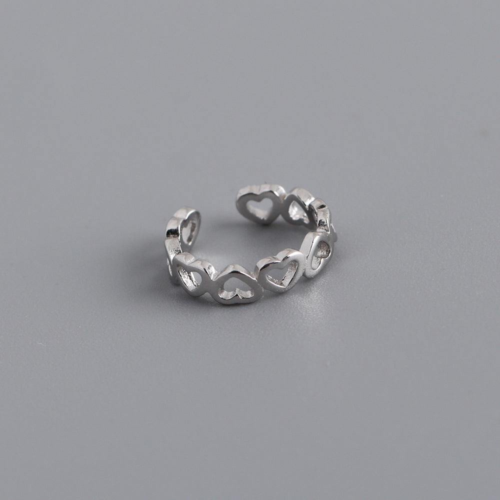 1 Piece Ins Style Heart Shape Sterling Silver Hollow Out Ear Clips