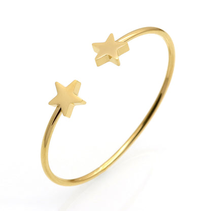 Simple Style Star Titanium Steel Plating Gold Plated Bangle