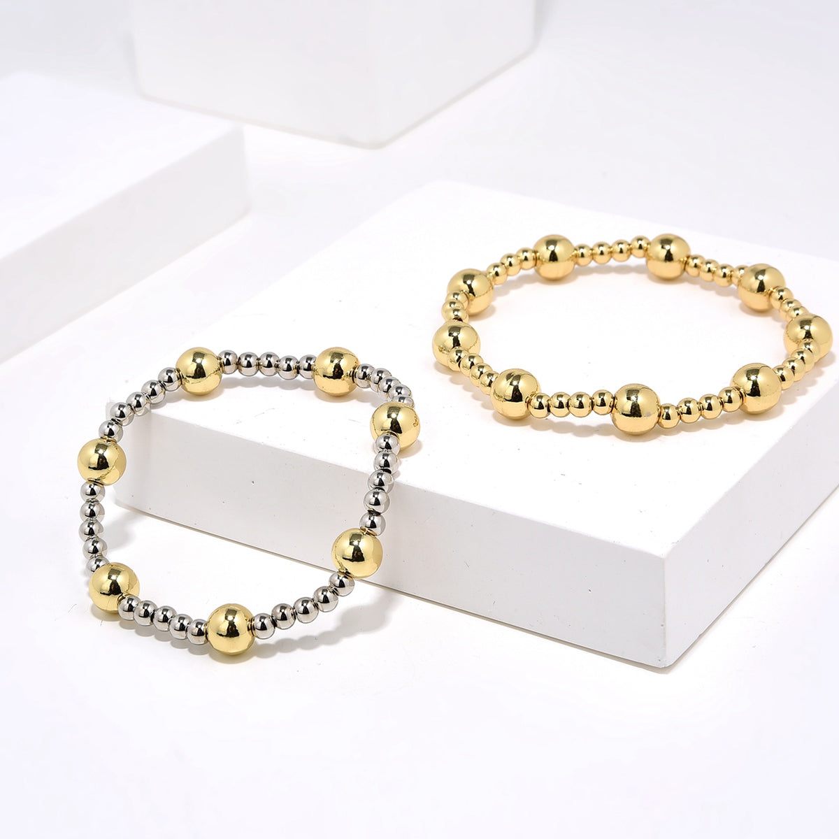 Retro Classic Style Round Copper Beaded Handmade Plating Gold Plated Bracelets