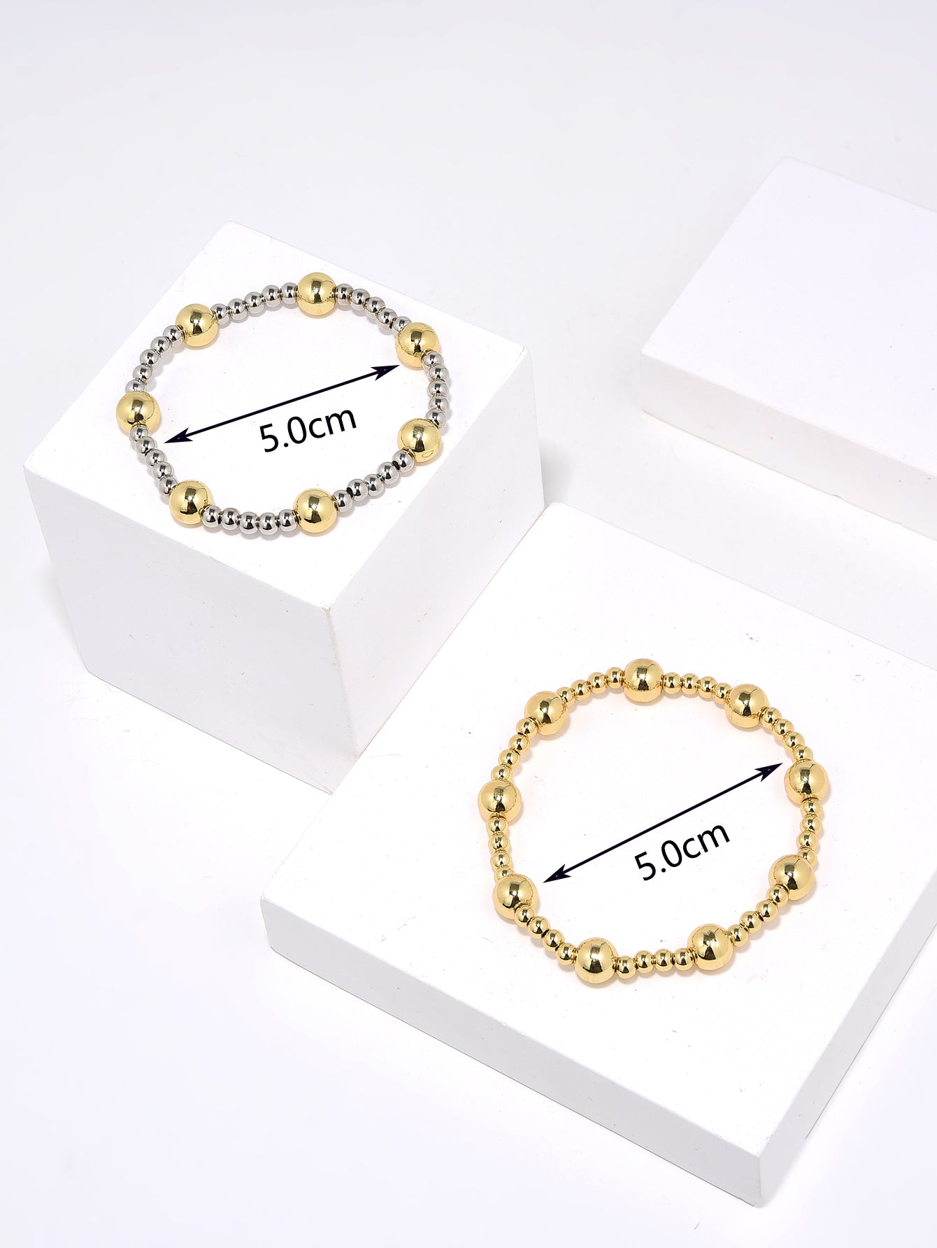 Retro Classic Style Round Copper Beaded Handmade Plating Gold Plated Bracelets