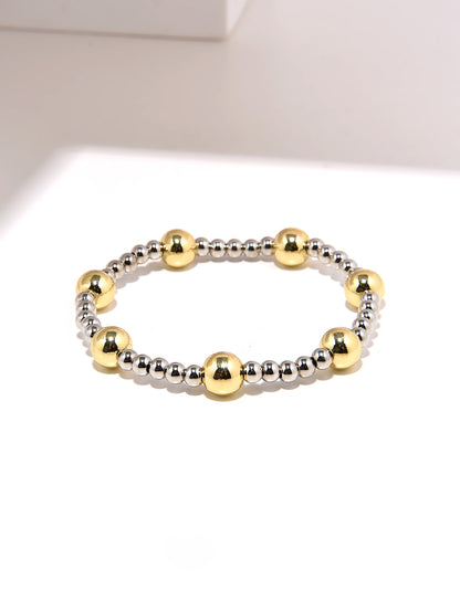 Retro Classic Style Round Copper Beaded Handmade Plating Gold Plated Bracelets