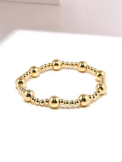 Retro Classic Style Round Copper Beaded Handmade Plating Gold Plated Bracelets