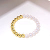 Elegant Classic Style Round Freshwater Pearl Copper Beaded Handmade Plating Gold Plated Bracelets