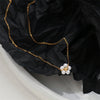 Sweet Simple Style Flower Titanium Steel Inlay Artificial Pearls Pendant Necklace