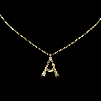 Simple Style Letter Copper Zircon Pendant Necklace In Bulk