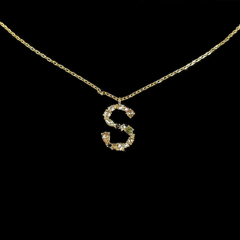 Simple Style Letter Copper Zircon Pendant Necklace In Bulk