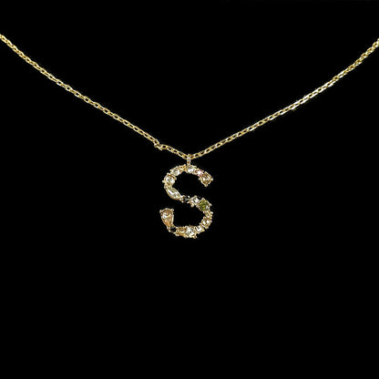 Simple Style Letter Copper Zircon Pendant Necklace In Bulk