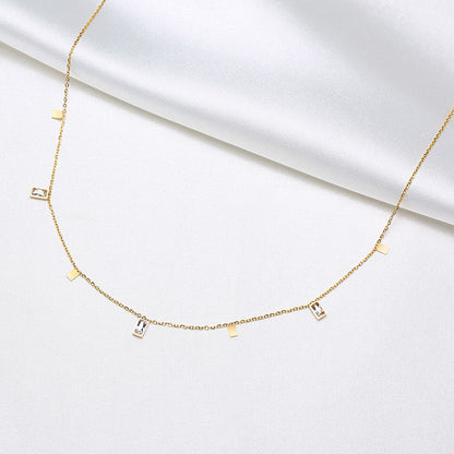 Fashion Geometric Titanium Steel Gold Plated Zircon Gold Plated Necklace